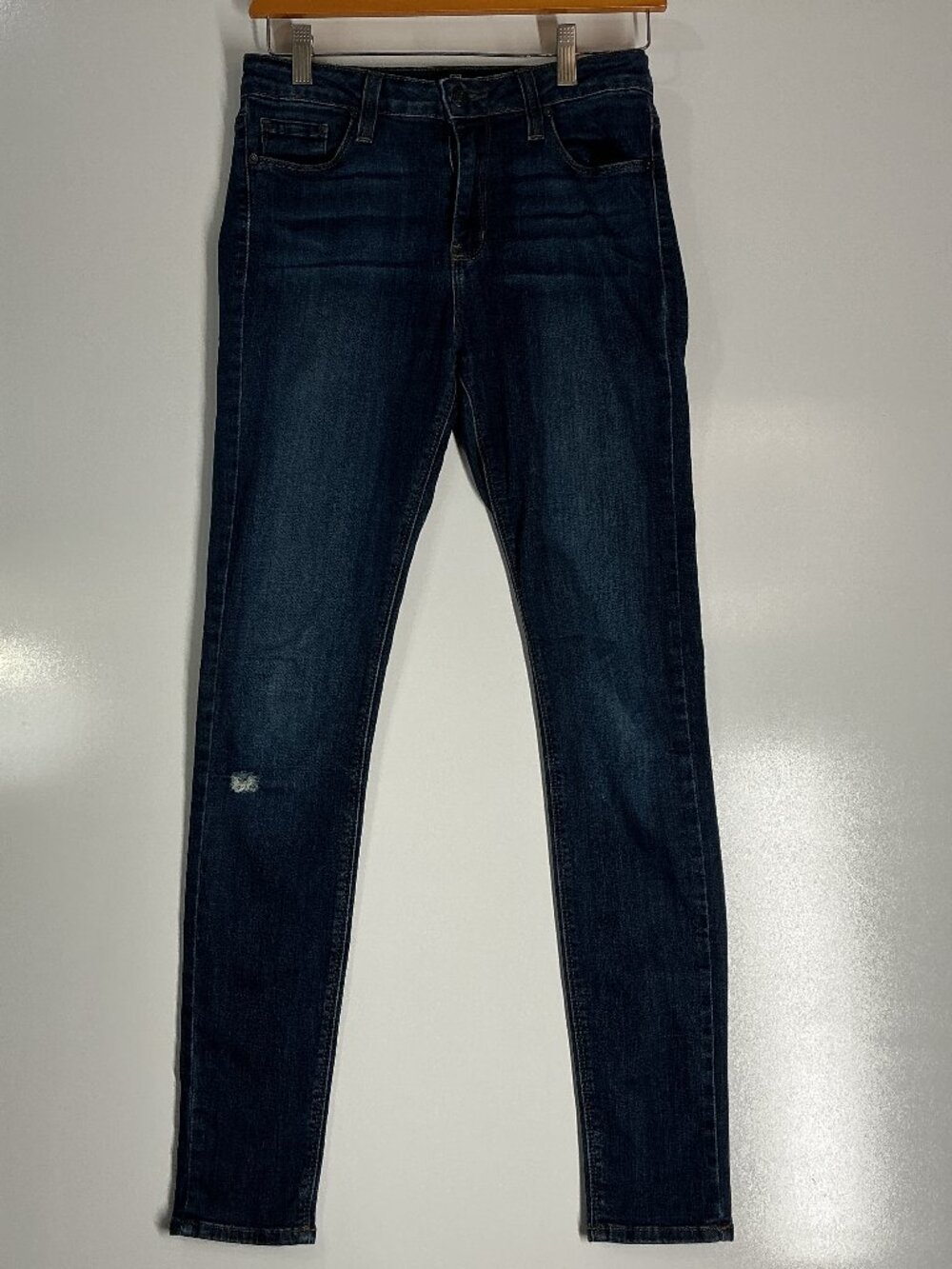 Just Black Denim Dark Wash Skinny Jeans Size 28 Distressed Knee Stretch